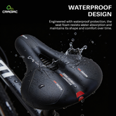 CRADIAC - Bike Seat Cushion with Memory Foam, Waterproof Cover & Reflective Strip | Universal Fit for Bicycles