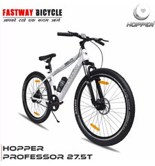 Fastway Bicycle Hopper Professor 27.5T | Dual Disc Brakes | Front Suspension | 85% Pre-Assembled 26 T Mountain Cycle (Single Speed, White, Only Front Suspension)
