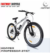 Fastway Bicycle Hopper Professor 27.5T | Dual Disc Brakes | Front Suspension | 85% Pre-Assembled 26 T Mountain Cycle (Single Speed, White, Only Front Suspension)