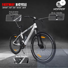 Fastway Bicycle Hopper Professor 27.5T | Dual Disc Brakes | Front Suspension | 85% Pre-Assembled 26 T Mountain Cycle (Single Speed, White, Only Front Suspension)