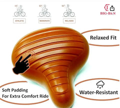 Big-Ben Comfortable Bike Seat for Men and Women,Oversize Bicycle Saddle with Soft Cushion Improves Comfort for Mountain Bike, Road Bicycle, Hibrid and Stationary Exercise Bike