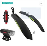 ABC AMOL BICYCLE COMPONENTS Front& Rear Mudguard With Iron Fitting With Cycle Front & Rear Light Full Length Front & Rear Fender (Green, Black)