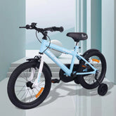 R for Rabbit Vroom Bicycle for Kids 16'' Cycle for 4-7 Years | Training Wheels| 90% Installed 16 T Road Cycle (Single Speed, Blue, Rigid)