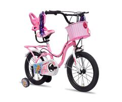 Hero Fairy 16T Bicycle for Kids with Mudguard and Training Wheel | Single Speed | Easy Self Assembly | Rigid Fork | Pink-White | Ideal for Girls