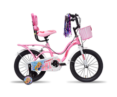 Hero Fairy 16T Bicycle for Kids with Mudguard and Training Wheel | Single Speed | Easy Self Assembly | Rigid Fork | Pink-White | Ideal for Girls