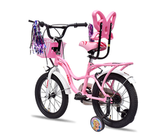 Hero Fairy 16T Bicycle for Kids with Mudguard and Training Wheel | Single Speed | Easy Self Assembly | Rigid Fork | Pink-White | Ideal for Girls