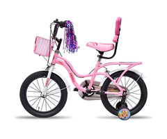 Hero Fairy 16T Bicycle for Kids with Mudguard and Training Wheel | Single Speed | Easy Self Assembly | Rigid Fork | Pink-White | Ideal for Girls