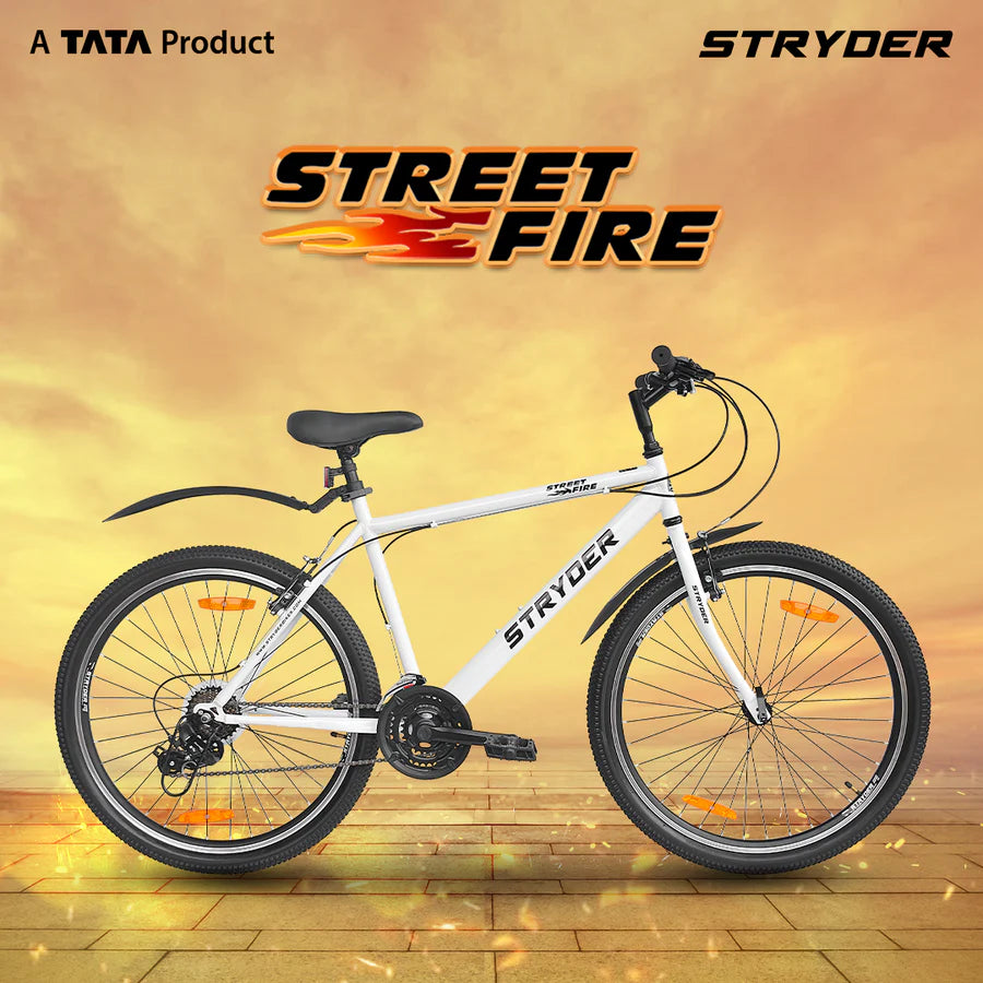 Stryder A TATA Product | 26T Street Fire MTB Mountain Bike Cycle | Single Speed V-Brakes| 85% Assembled | Ideal for 10+ Years (Desert Storm)