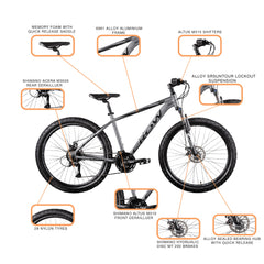 CROW - Legacy 24 Speed | 29 Inch Mountain Bike | 24 Speed Shimano Gear | Shimano Hydraulic Disc Brakes | SR Suntour Lockout Suspension | Aluminium Frame | Unisex | Ideal for 5.8 FT+