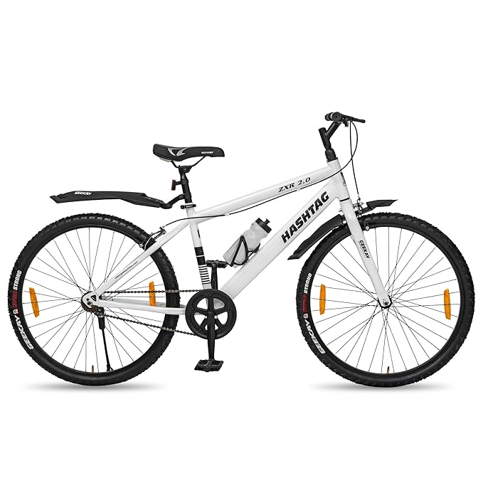 Geekay ZXR 2.0 26T Single Speed Hybrid Cycle for Men with 17 Inch Steel Frame for Unisex Adult| Ideal Rider Height 5 Ft 2 inch & Above | Ideal Age 10+ Years - White