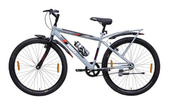 Hero Next 26T Single Speed Mountain Bicycle for Mens | Rigid Suspension | Integrated Carrier | V Brake | Quick Release Seat (Grey-Red)