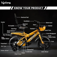 Lifelong Juniors Ride Cycle 14T with Training Wheel, Mudguard for Boys and Girls| 95% Assembled, Frame Size: 9" | Ideal Height : 3 ft Cycle Ideal for 2 to 5 Years