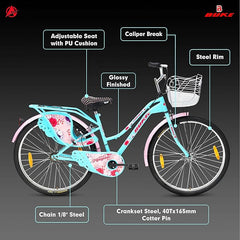 Avon Buke Magna 26T Lady Hybrid Bike for Womens|Frame Size: 16 Inches|Wheel Size: 26 Inches|Young Lady Bcp Handle Bars|Rigid Fork with Caliper Brakes,Steel Rim(Light Blue)