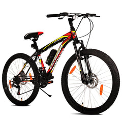 Leader Ultima Mens 26T Multispeed (21 Speed) Mountain Bike with Front Suspension & Dual Disc Brake - Matt Black/Red. Ideal for 12 + Years (Frame: 18 Inches)