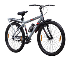 Hero Next 26T Single Speed Mountain Bicycle for Mens | Rigid Suspension | Integrated Carrier | V Brake | Quick Release Seat (Grey-Red)