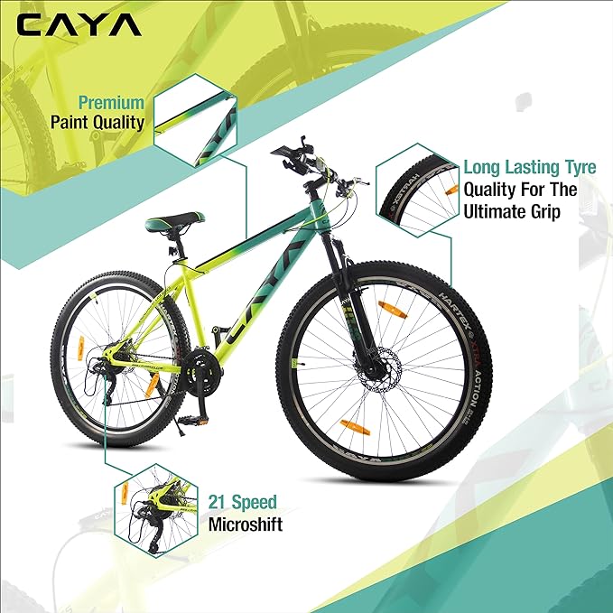 CAYA Split Reloaded 29" Cycle | Ideal for: Above 14 Year | 21 Hi-Speed Shimano Gear | Frame Size: 17.5" | Ideal Height: 5.6 ft | Unisex Adult Road Bike | 90% Assembled (Peacock Blue & Black)