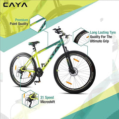 CAYA Split Reloaded 29" Cycle | Ideal for: Above 14 Year | 21 Hi-Speed Shimano Gear | Frame Size: 17.5" | Ideal Height: 5.6 ft | Unisex Adult Road Bike | 90% Assembled (Peacock Blue & Black)