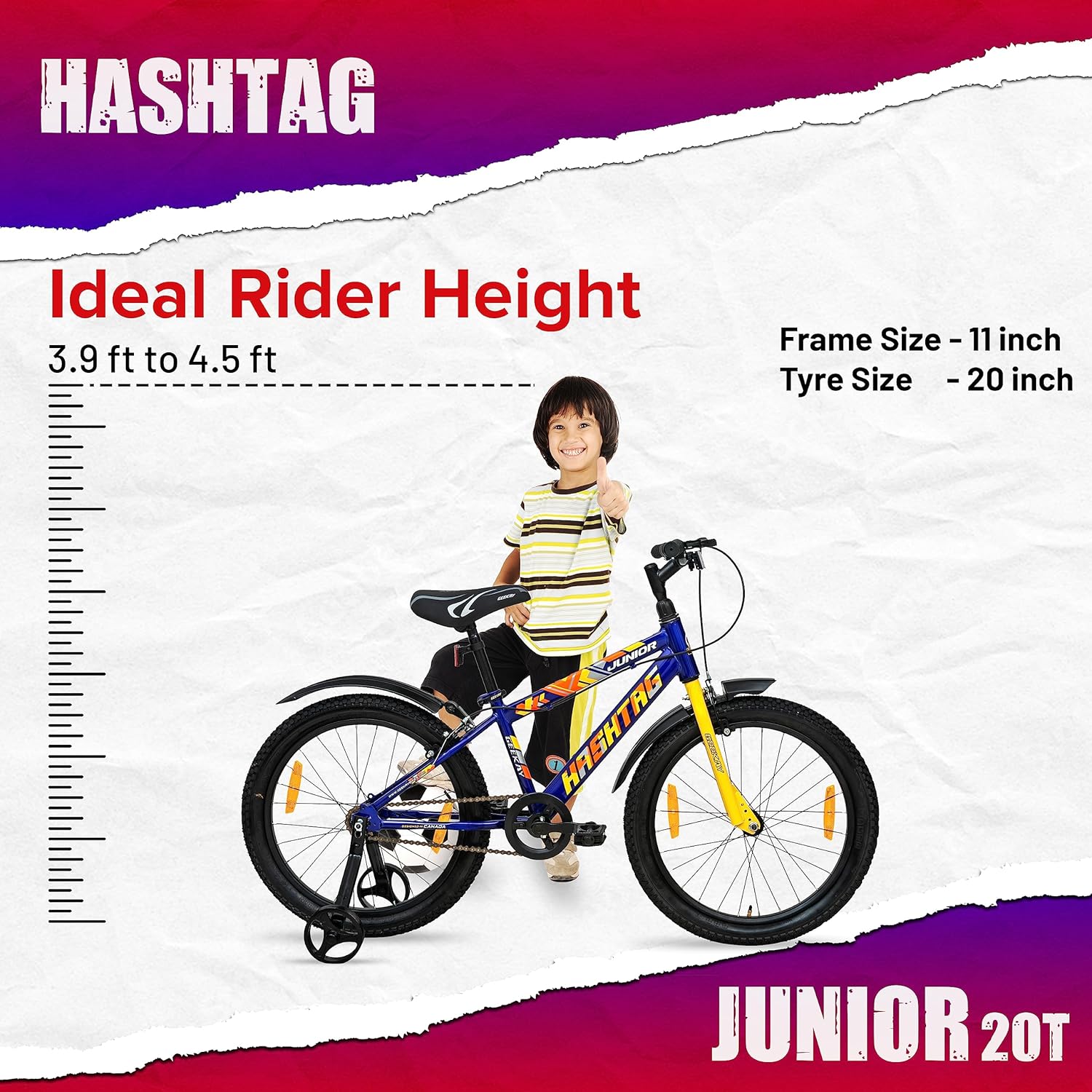 Geekay Hashtag Junior 20T Single Speed Kids Cycle - Blue