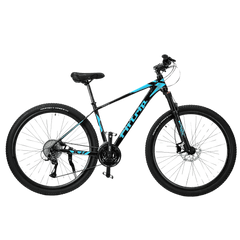 FitTrip Vyper RS 29T | Al Alloy 6061 Frame w/Smooth-Weld Finish | 24 SPD Shimano Gearset | Logan Hydraulic Disk Brakes | 120MM Hydraulic Suspension | KMC Chain | (Black-Aqua)