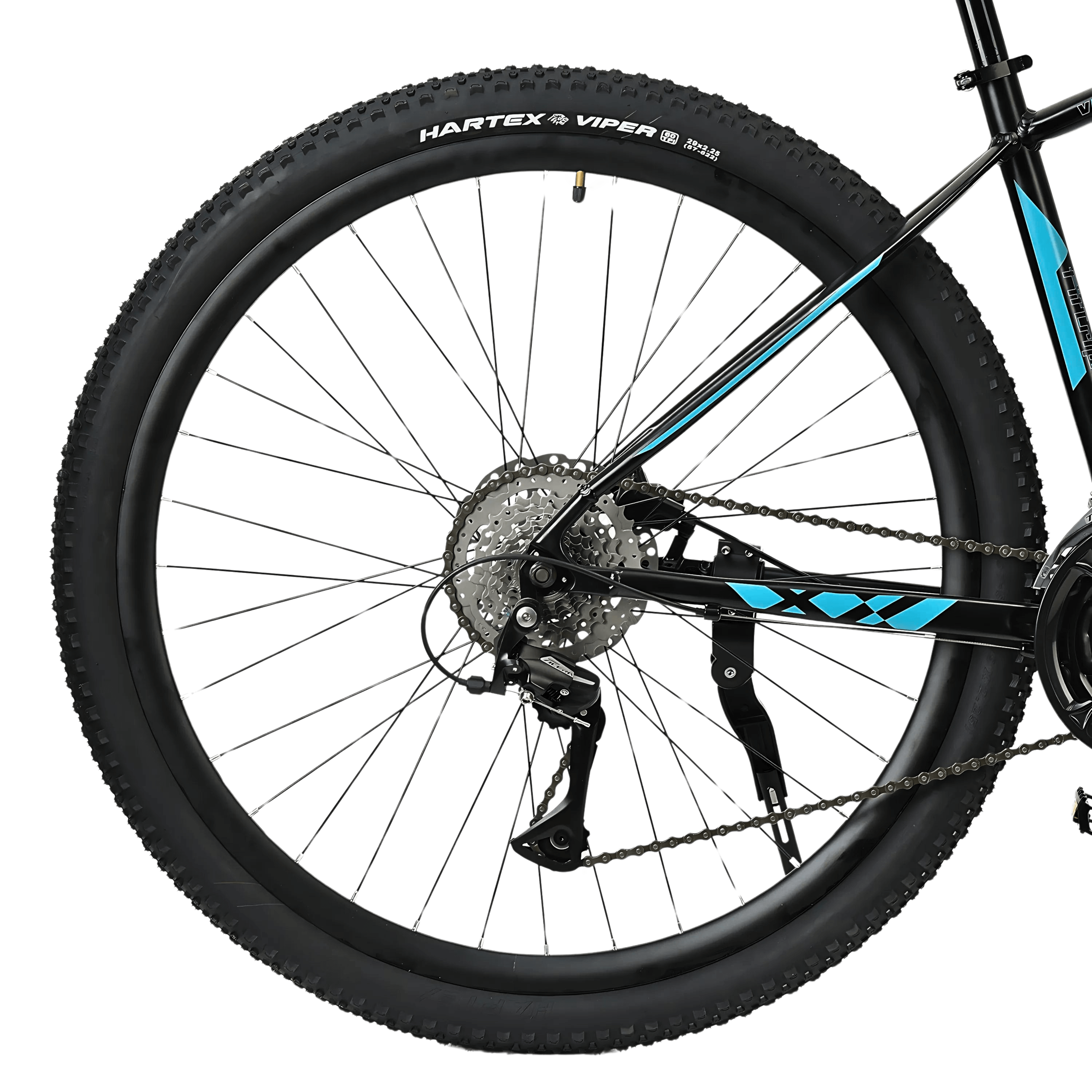 FitTrip Vyper RS 29T | Al Alloy 6061 Frame w/Smooth-Weld Finish | 24 SPD Shimano Gearset | Logan Hydraulic Disk Brakes | 120MM Hydraulic Suspension | KMC Chain | (Black-Aqua)