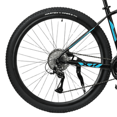 FitTrip Vyper RS 29T | Al Alloy 6061 Frame w/Smooth-Weld Finish | 24 SPD Shimano Gearset | Logan Hydraulic Disk Brakes | 120MM Hydraulic Suspension | KMC Chain | (Black-Aqua)