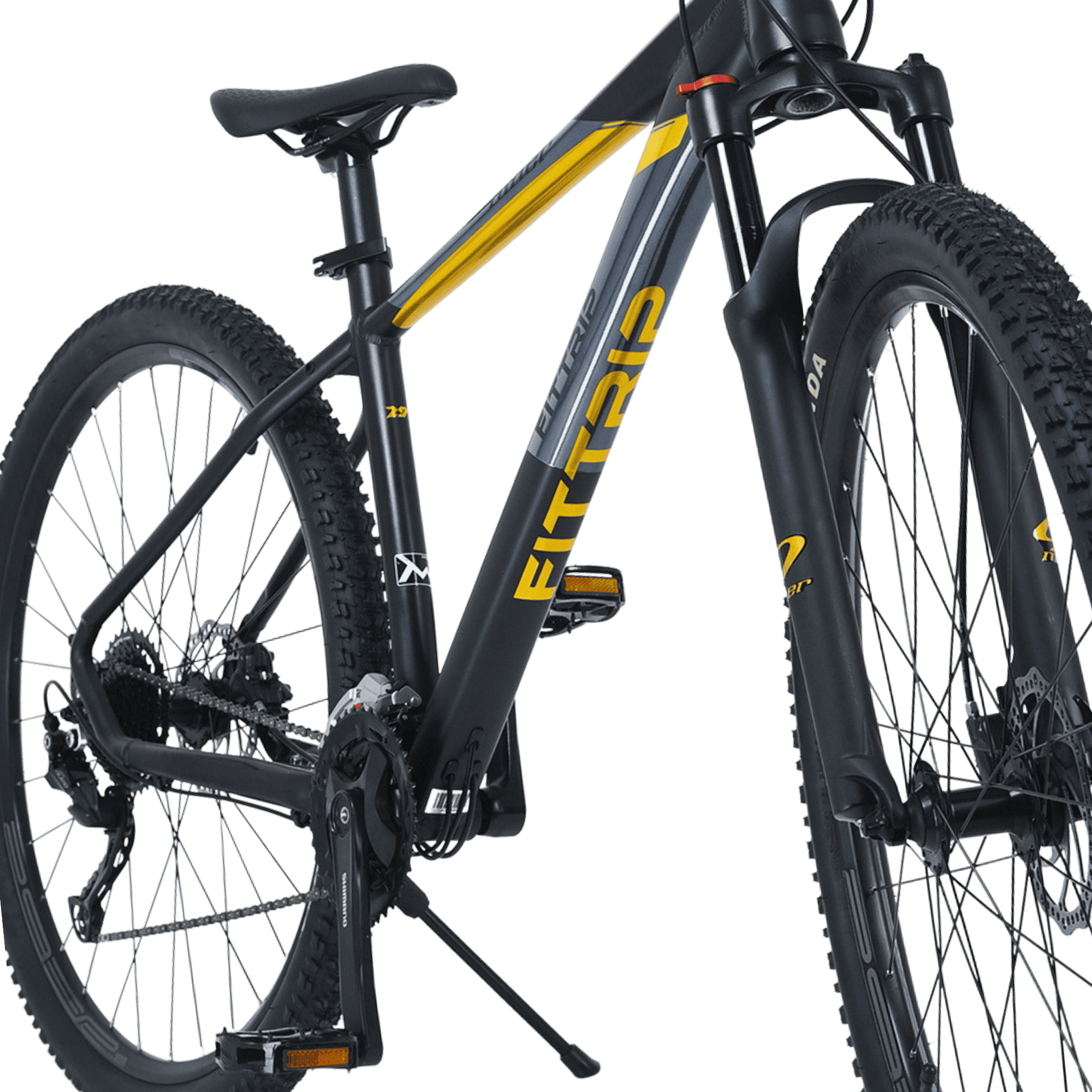 Niner 29T | 27 Speed Alivio Gears | MT-201 Hydraulic Brakes | Hydraulic Lockout Suspension (Black-Gold)