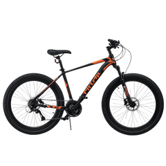 FitTrip - Vyper S 27.5T Unisex MTB | Dual Hydraulic Disk Brakes | Alloy 6061 Smooth Weld Frame | Shimano Acera RD | Alloy Zoom MASERA Lockout Suspension | KMC Chain | (Black-Tangerine)