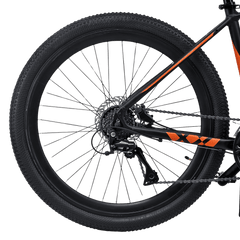 FitTrip - Vyper S 27.5T Unisex MTB | Dual Hydraulic Disk Brakes | Alloy 6061 Smooth Weld Frame | Shimano Acera RD | Alloy Zoom MASERA Lockout Suspension | KMC Chain | (Black-Tangerine)