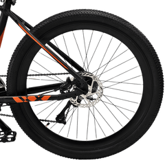 FitTrip - Vyper S 27.5T Unisex MTB | Dual Hydraulic Disk Brakes | Alloy 6061 Smooth Weld Frame | Shimano Acera RD | Alloy Zoom MASERA Lockout Suspension | KMC Chain | (Black-Tangerine)