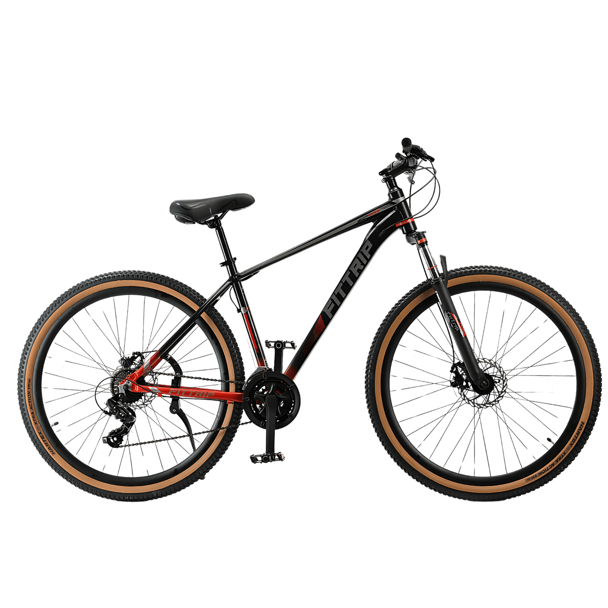 FitTrip Scalpel 29T | AL Alloy 6061 Frame | 21 SPD Shimano Gears | Jak 7 Disk Brakes | 100MM XC60 Lockout Suspension | All-Terrain Tan Wall Tyres | Fully Fitted (Atomic Orange)