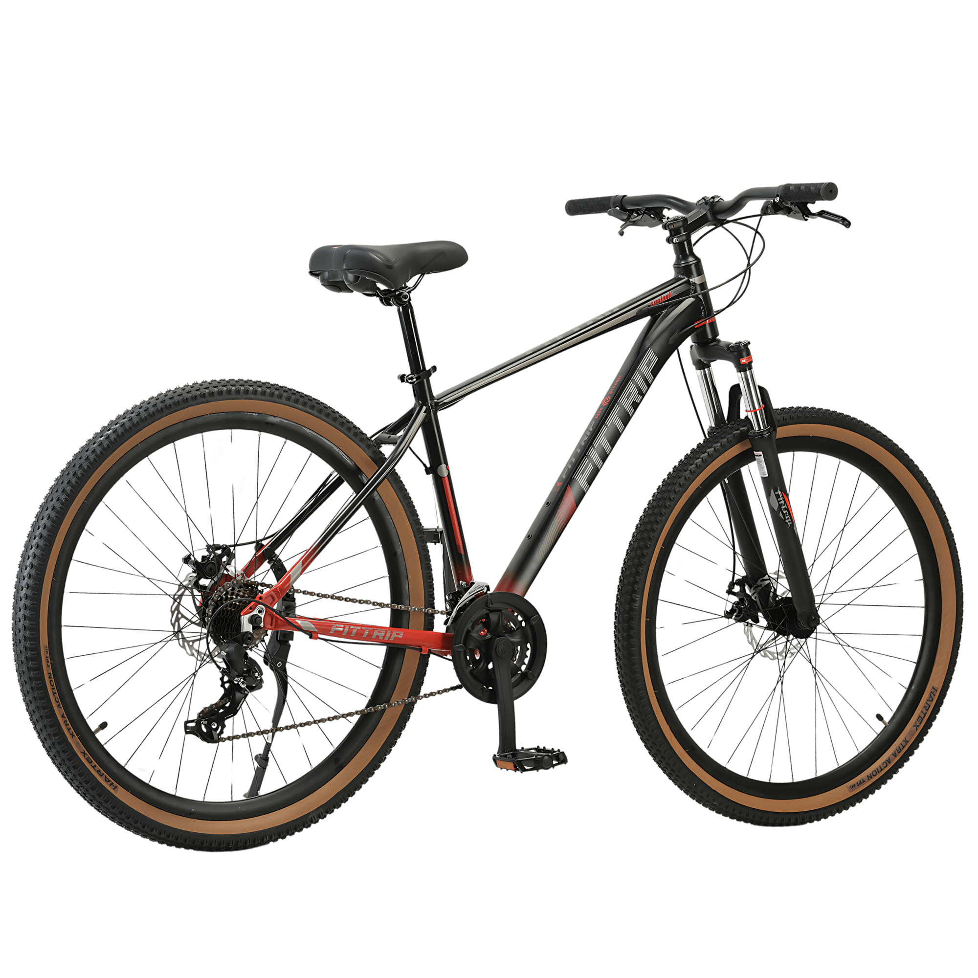 FitTrip Scalpel 29T | AL Alloy 6061 Frame | 21 SPD Shimano Gears | Jak 7 Disk Brakes | 100MM XC60 Lockout Suspension | All-Terrain Tan Wall Tyres | Fully Fitted (Atomic Orange)