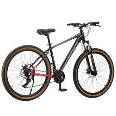 FitTrip Scalpel 29T | AL Alloy 6061 Frame | 21 SPD Shimano Gears | Jak 7 Disk Brakes | 100MM XC60 Lockout Suspension | All-Terrain Tan Wall Tyres | Fully Fitted (Atomic Orange)