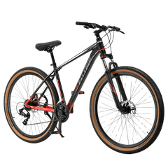 FitTrip Scalpel 29T | AL Alloy 6061 Frame | 21 SPD Shimano Gears | Jak 7 Disk Brakes | 100MM XC60 Lockout Suspension | All-Terrain Tan Wall Tyres | Fully Fitted (Atomic Orange)