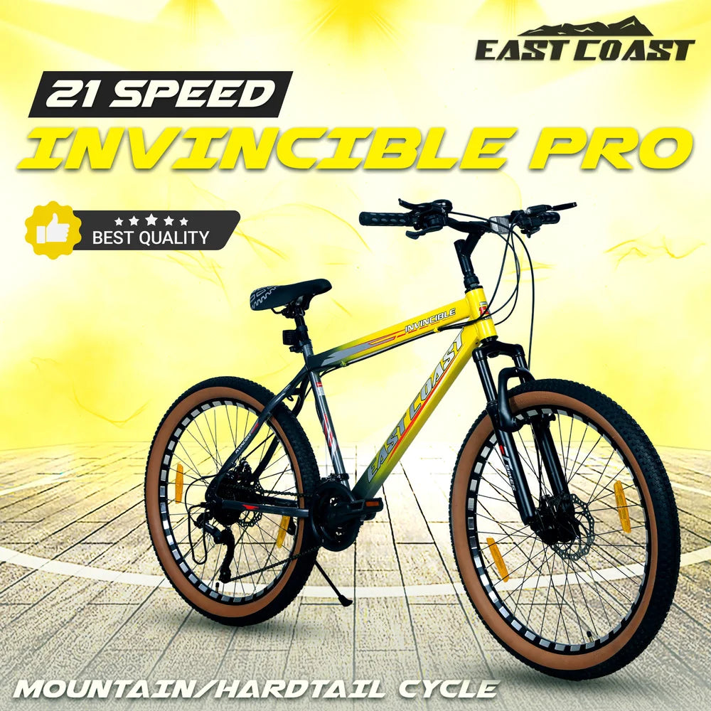 East Coast  Invincible Pro 21 Speed Hardtail 26T Yellow