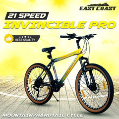 East Coast  Invincible Pro 21 Speed Hardtail 26T Yellow