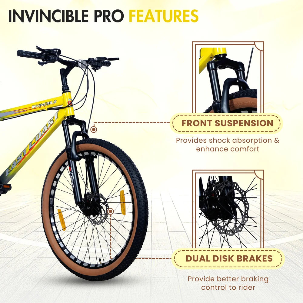 East Coast  Invincible Pro 21 Speed Hardtail 26T Yellow