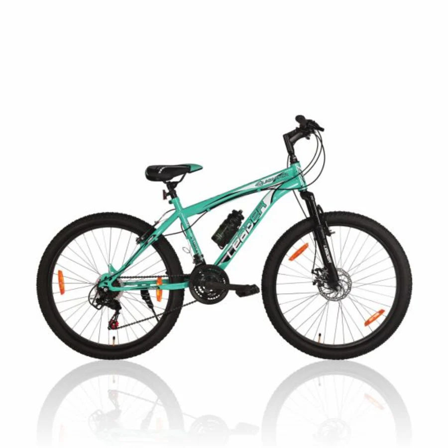 LEADER Gladiator Multi Speed (21 Speed) Cycle with Front Suspension and Disc Brake 26 T Hybrid Cycle/City Bike  (21 Gear, Green, Black, Only Front Suspension)