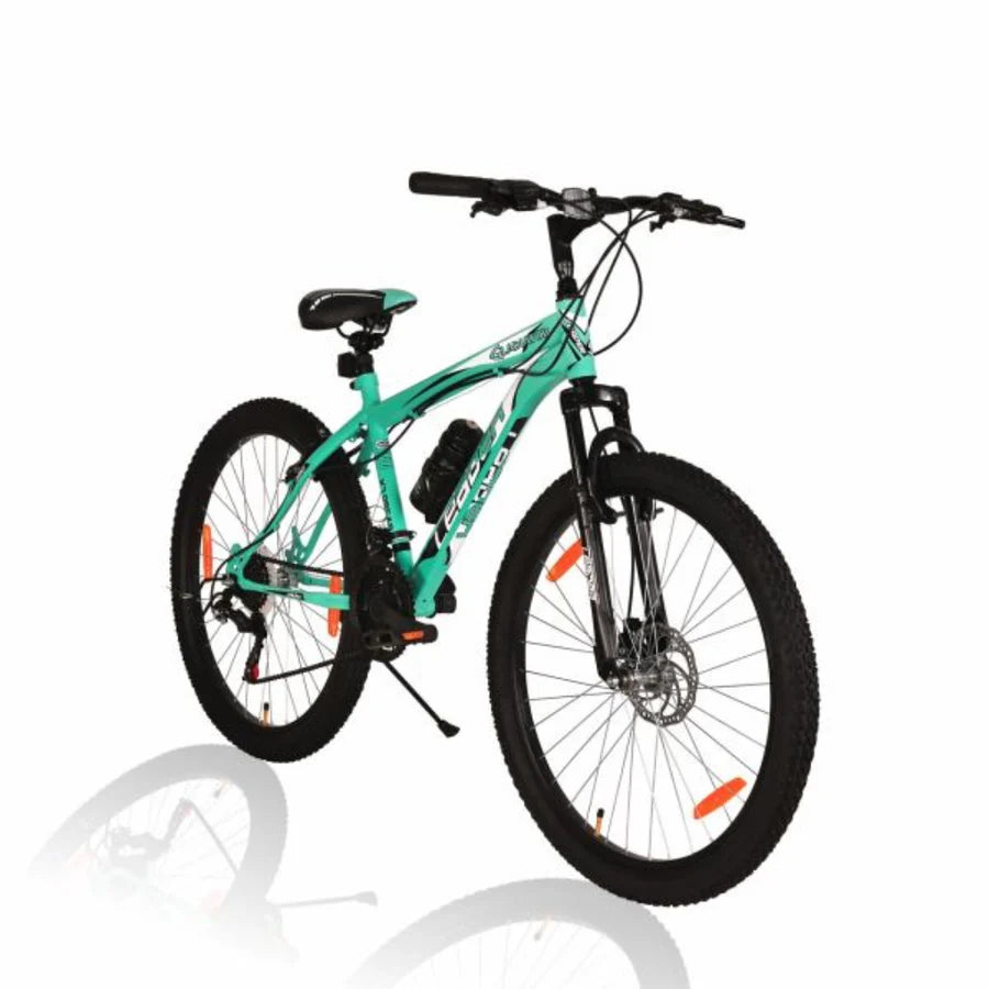 LEADER Gladiator Multi Speed (21 Speed) Cycle with Front Suspension and Disc Brake 26 T Hybrid Cycle/City Bike  (21 Gear, Green, Black, Only Front Suspension)