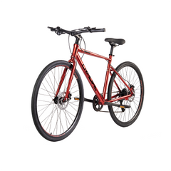 CRADIAC Machine X 8 Speed 6061 Alloy Hybrid Cycle 8 Geared Bicycle for Men with Rigid Fork & Dual Disc Brake Hybrid Bike | Ideal for 15+ Years, Unisex, Frame Size : 19.5 Inch, Metalic Red