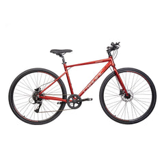 CRADIAC Machine X 8 Speed 6061 Alloy Hybrid Cycle 8 Geared Bicycle for Men with Rigid Fork & Dual Disc Brake Hybrid Bike | Ideal for 15+ Years, Unisex, Frame Size : 19.5 Inch, Metalic Red