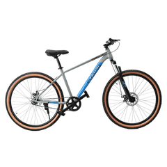 FitTrip Scrambler 27.5 Inch | Single Speed Without Gear MTB Cycle | Trioblade Dual Disk Brakes | Tuffshox Suspension | Puncture Resistant Tyres | Unisex | Fully Fitted (Nardo Grey-Red)