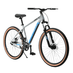 FitTrip Scrambler 27.5 Inch | Single Speed Without Gear MTB Cycle | Trioblade Dual Disk Brakes | Tuffshox Suspension | Puncture Resistant Tyres | Unisex | Fully Fitted (Nardo Grey-Red)