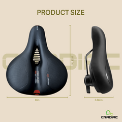 CRADIAC - Bike Seat Cushion with Memory Foam, Waterproof Cover & Reflective Strip | Universal Fit for Bicycles