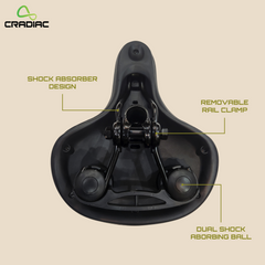 CRADIAC - Bike Seat Cushion with Memory Foam, Waterproof Cover & Reflective Strip | Universal Fit for Bicycles
