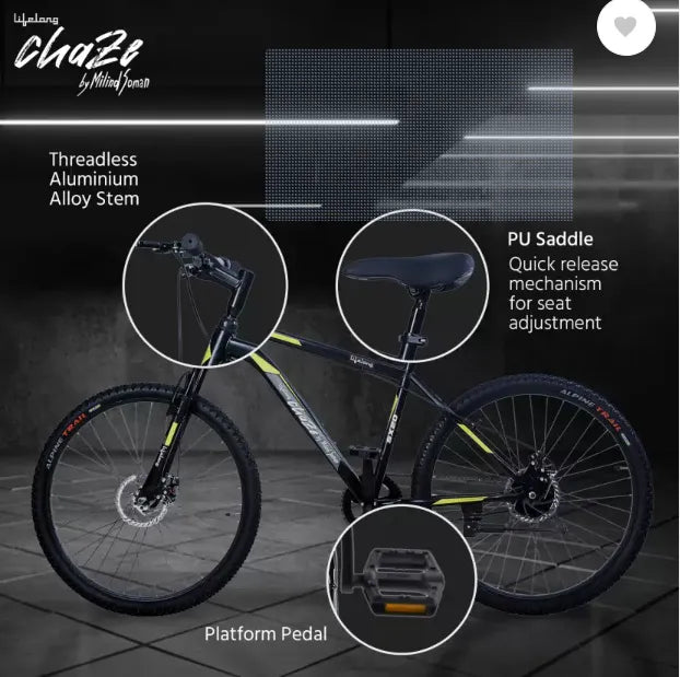 Lifelong Chaze by Milind Soman SX 20 CZBC2704 27.5T with Dual Disc 27.5 T Mountain/Hardtail Cycle  (Single Speed, Black, Only Front Suspension)