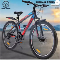 Urban Terrain Mountain Bike Shimano Geared Cycles for Men with Dual Disc Brake MTB UT2000 27.5 T Road Cycle  (21 Gear, Red, Only Front Suspension)