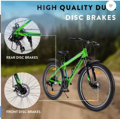 Urban Terrain UT3012S27.5 Steel MTB Cycles Shimano Geared for Men with Dual Disc Brake 27.5 T Road Cycle  (21 Gear, Green, Only Front Suspension)