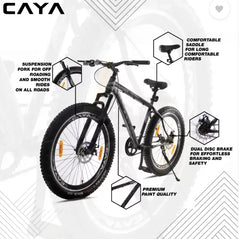 CAYA WARRIOR 26" Dual Disc, Triple Alloy Rims, Front Shocker 26 T Fat Tyre Cycle  (Single Speed, Black, Only Front Suspension)