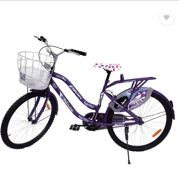 FOXGLOVE Twinkle 26 Inch Purple with Basket Girls Cycle for Height 4Ft