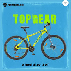 Hercules TOP Gear A29 R1 Mountain Bike with Shimano Gears-Matte Acid Green (29 Inch Wheel, Ideal for Boys)